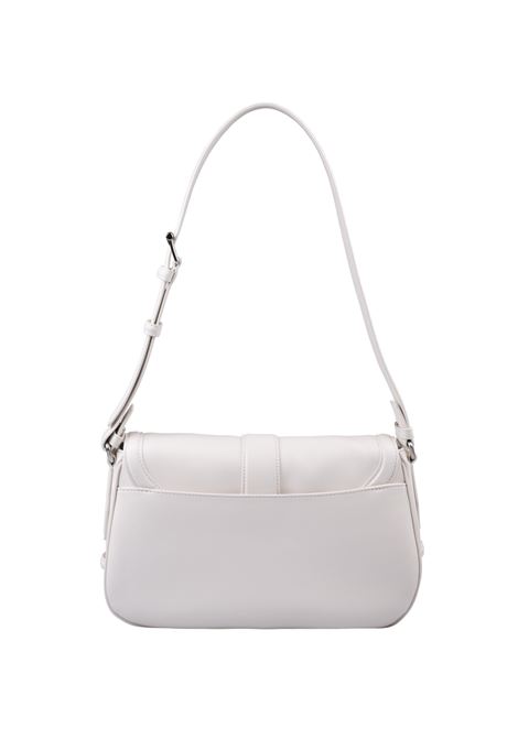Borsa Grande Satchel Con Fibbia A T in Bianco/Argento ALEXANDER MCQUEEN | 825140-1MAAD9002